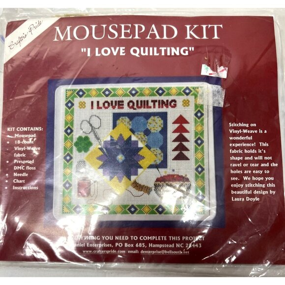 "I Love Quilting" Mousepad Kit With Vitrif-Weave For DIY Craft Enthusiasts By Da - Picture 2 of 7